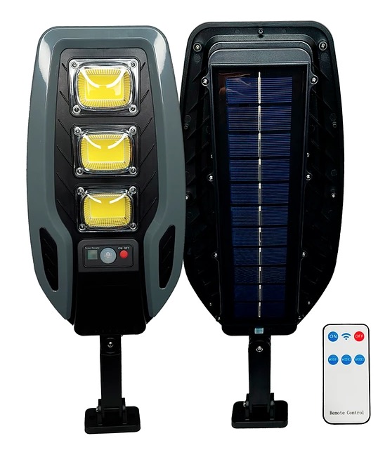 Lampa solara de inductie de 60W cu 3 reflectoare 54 COB LED si senzor de miscare 84106